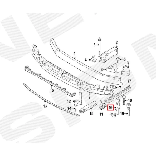 КРОНШТЕЙН ПІДСИЛЮВАЧА ПЕРЕДНЬОГО БАМПЕРА - 1